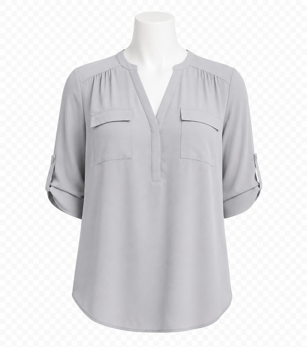 Torrid Harper Georgette Pullover 3/4 Sleeve Blouse – Harbor Mist Gray – Size 5X